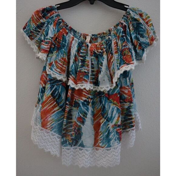 Anthropologie RAGA Women's Sz S Turquoise Paradise Peak Crop Top - Picture 1 of 5